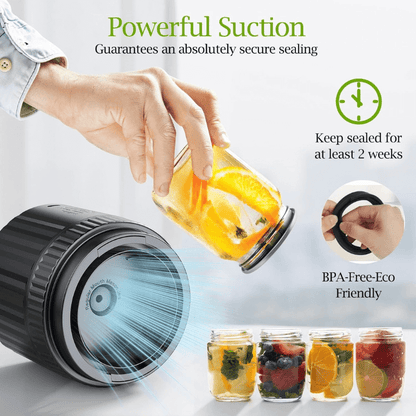 PantryFriend™ Electric Mason Jar Vacuum Ever Sealer Kit for Wide/Regular Mouth Jars & 10 Lids