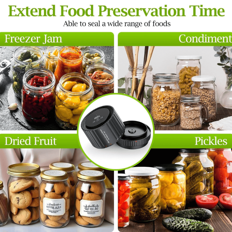 PantryFriend™ Electric Mason Jar Vacuum Ever Sealer Kit for Wide/Regular Mouth Jars & 10 Lids